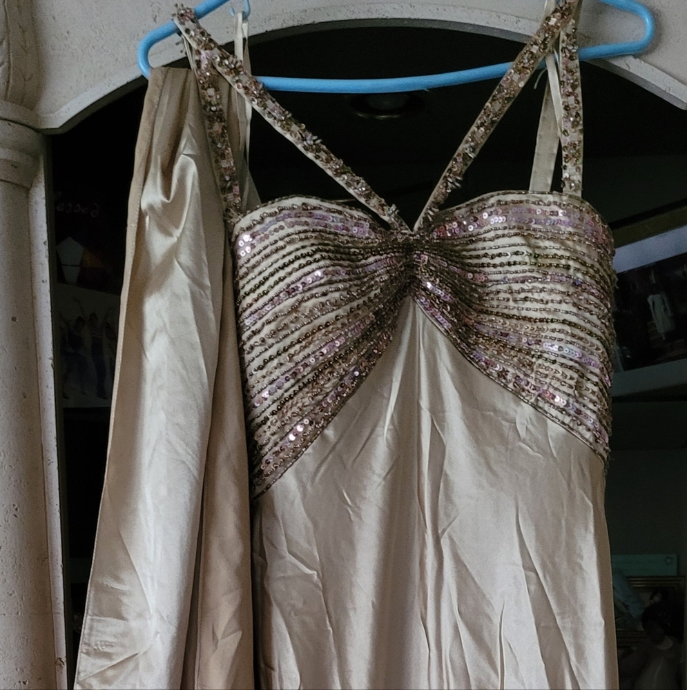 Gold Palazzo style Dress Jam Satin main image 1
